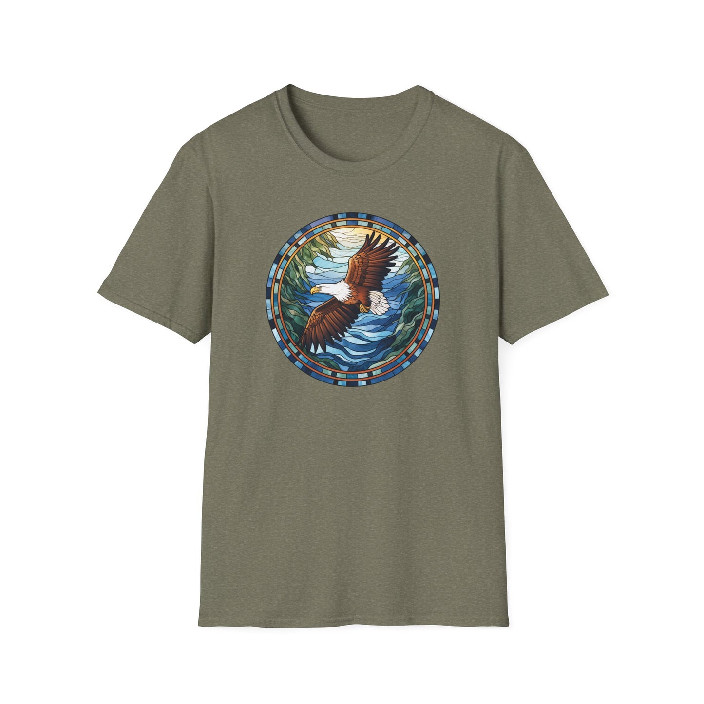 Eagle in Flight Unisex Softstyle T-Shirt - Nature-Inspired Graphic Tee for Outdoor Lovers