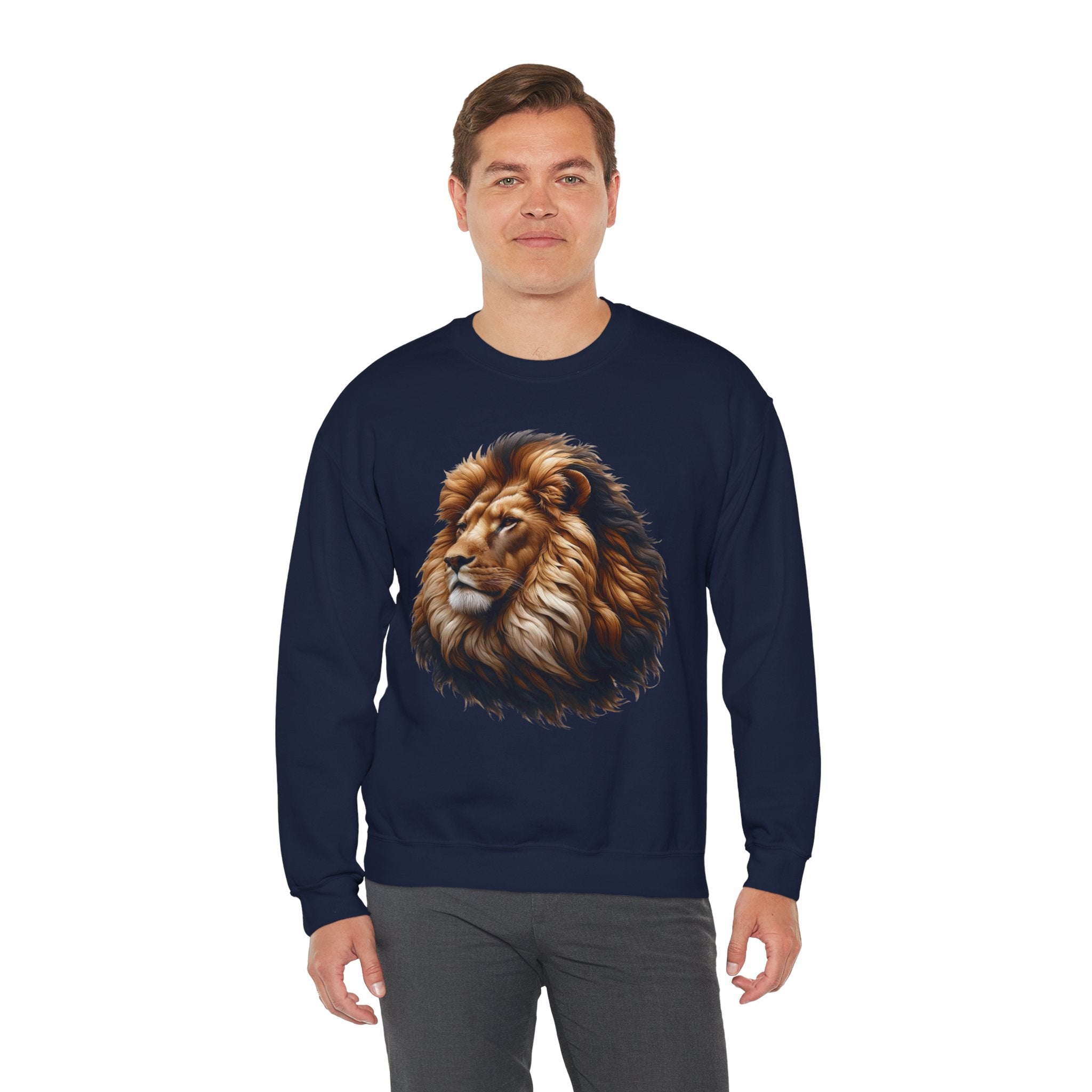 Lion Design Crewneck Sweatshirt - Relaxed Comfort for Animal Lovers