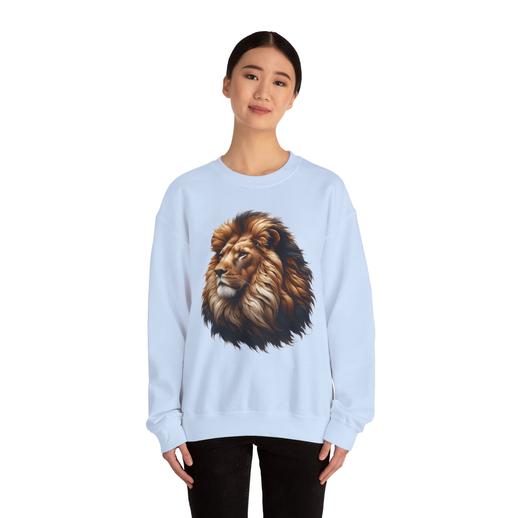 Lion Design Crewneck Sweatshirt - Relaxed Comfort for Animal Lovers