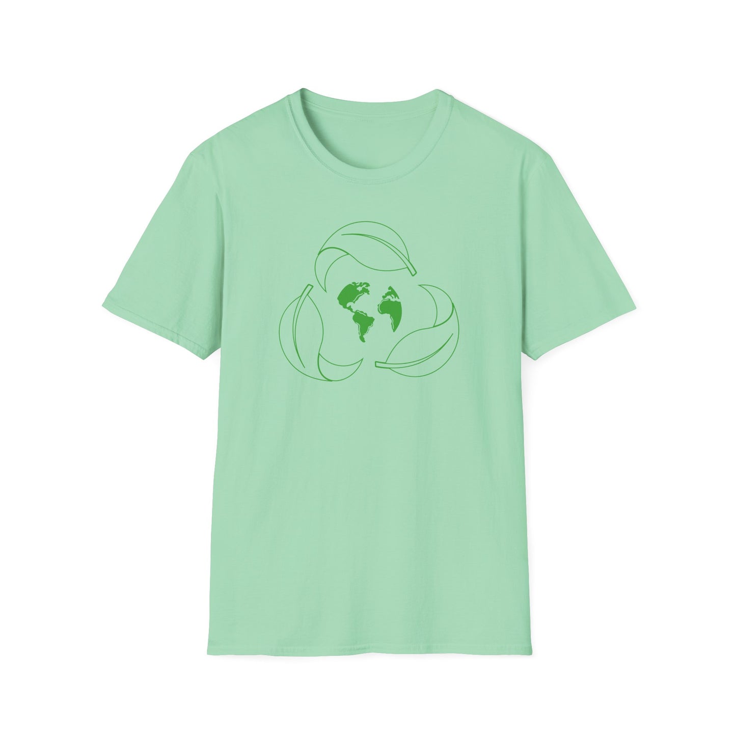 Eco-Friendly Unisex Softstyle T-Shirt with Earth & Leaf Design