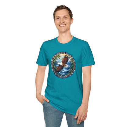 Eagle in Flight Unisex Softstyle T-Shirt - Nature-Inspired Graphic Tee for Outdoor Lovers