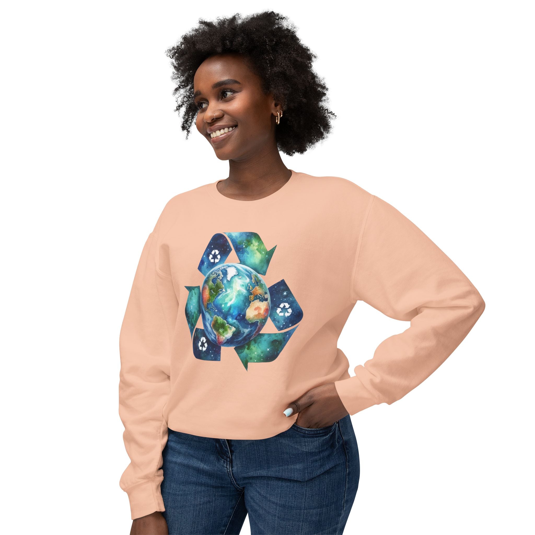 Eco-Friendly Earth Design Unisex Lightweight Crewneck Sweatshirt