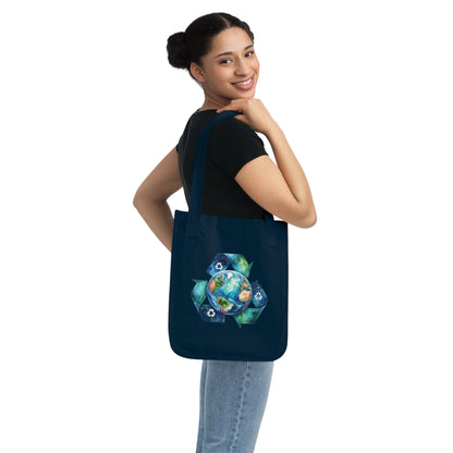 Eco-Friendly Organic Canvas Tote Bag - Recycle the Earth Design