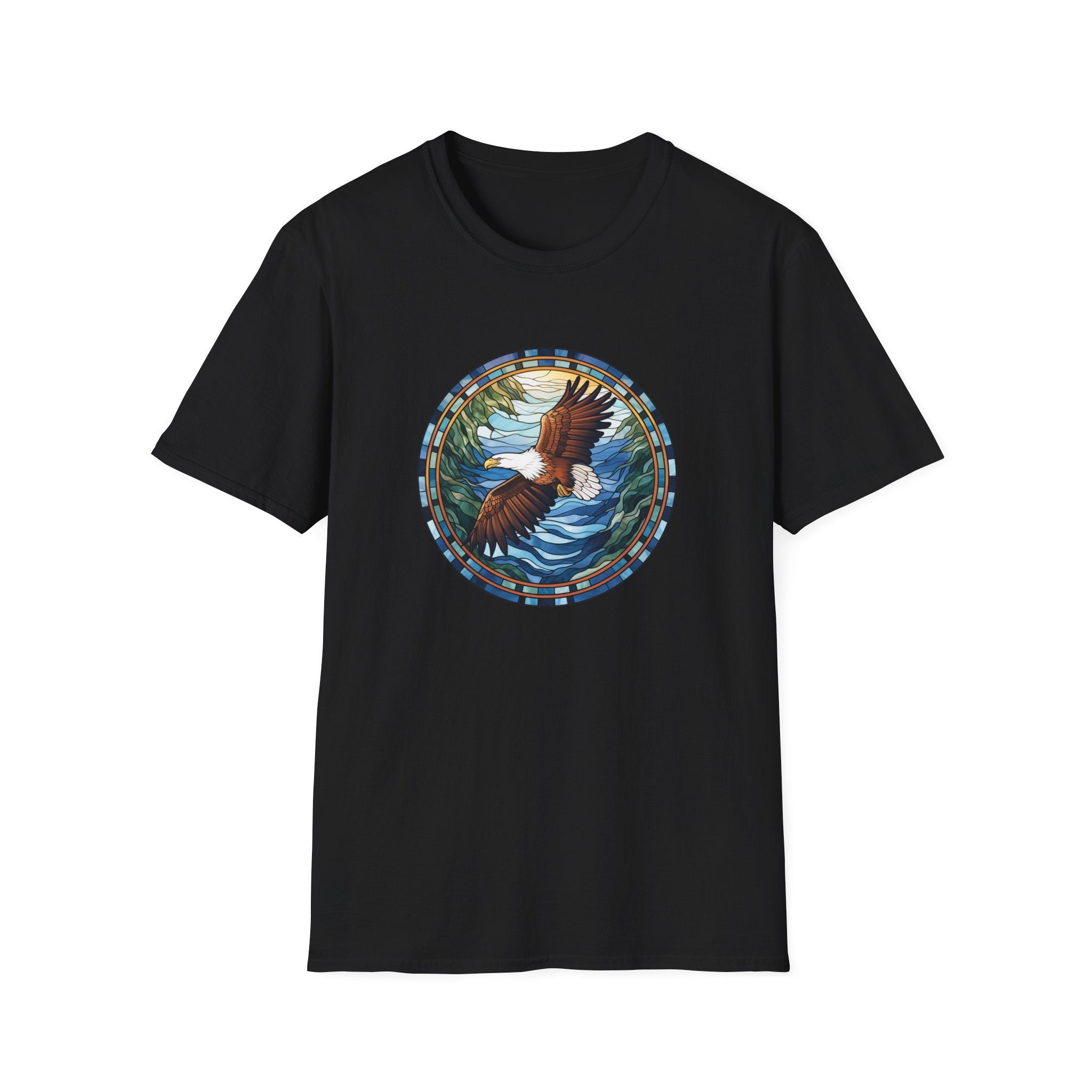 Eagle in Flight Unisex Softstyle T-Shirt - Nature-Inspired Graphic Tee for Outdoor Lovers