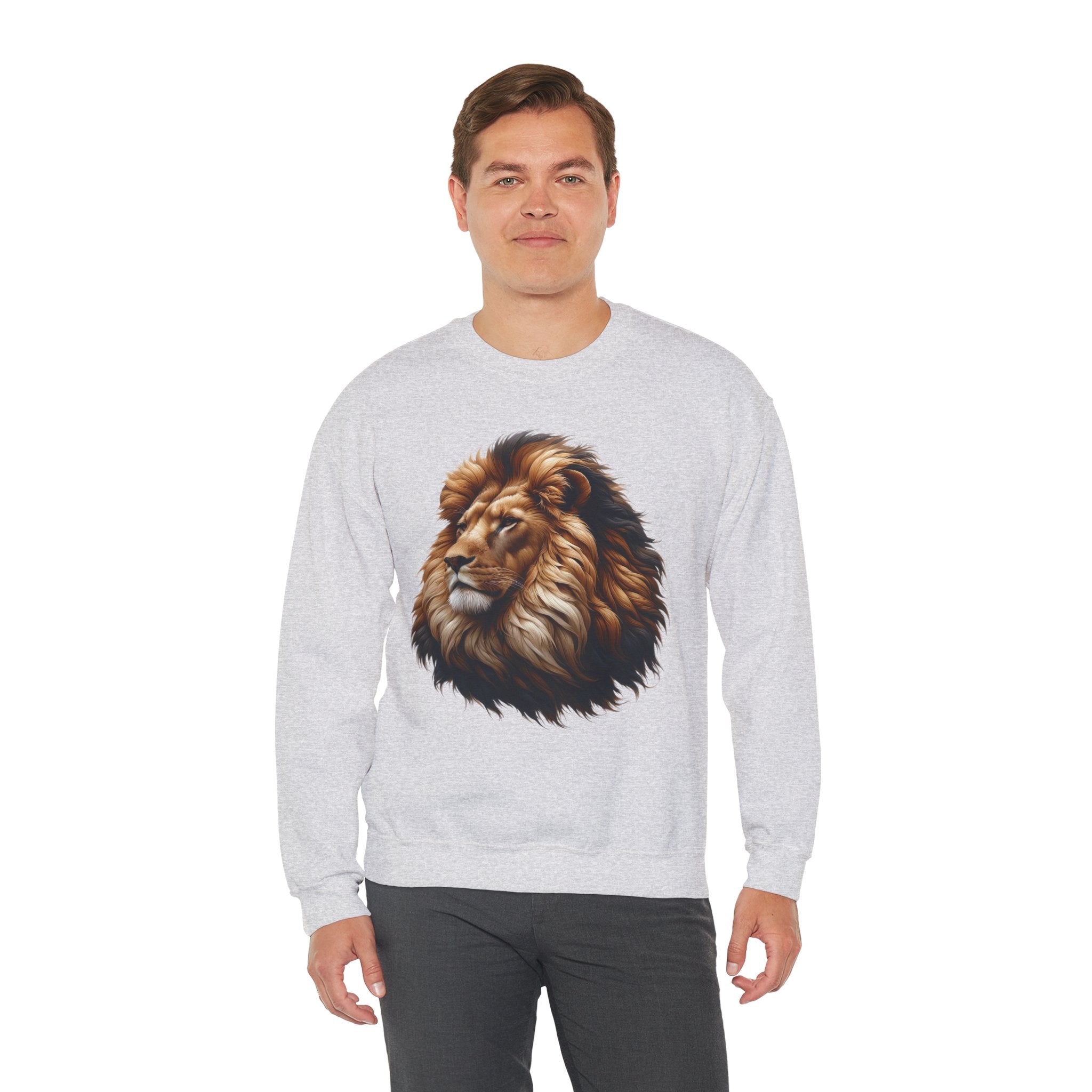 Lion Design Crewneck Sweatshirt - Relaxed Comfort for Animal Lovers