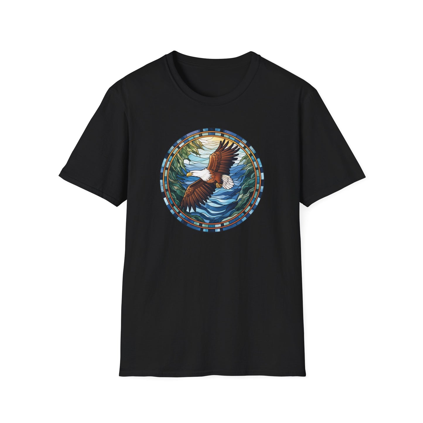 Eagle in Flight Unisex Softstyle T-Shirt - Nature-Inspired Graphic Tee for Outdoor Lovers