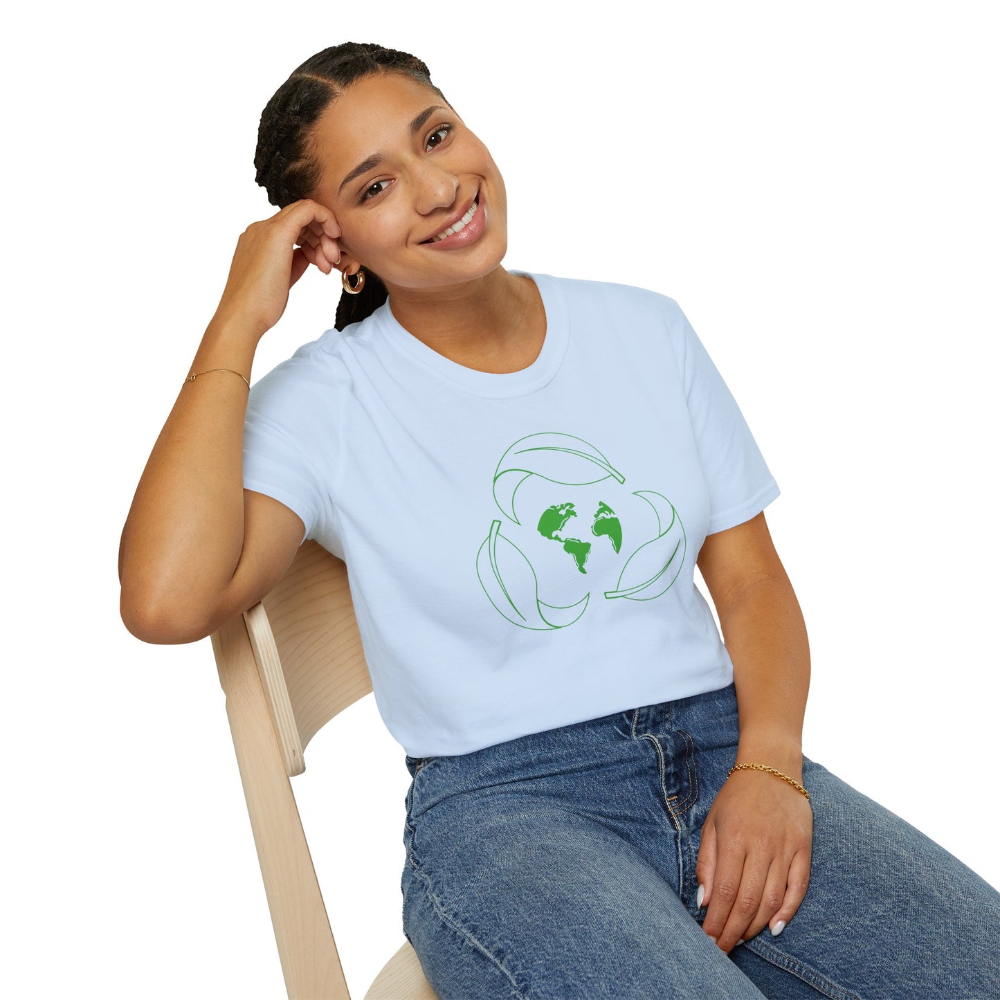 Eco-Friendly Unisex Softstyle T-Shirt with Earth & Leaf Design