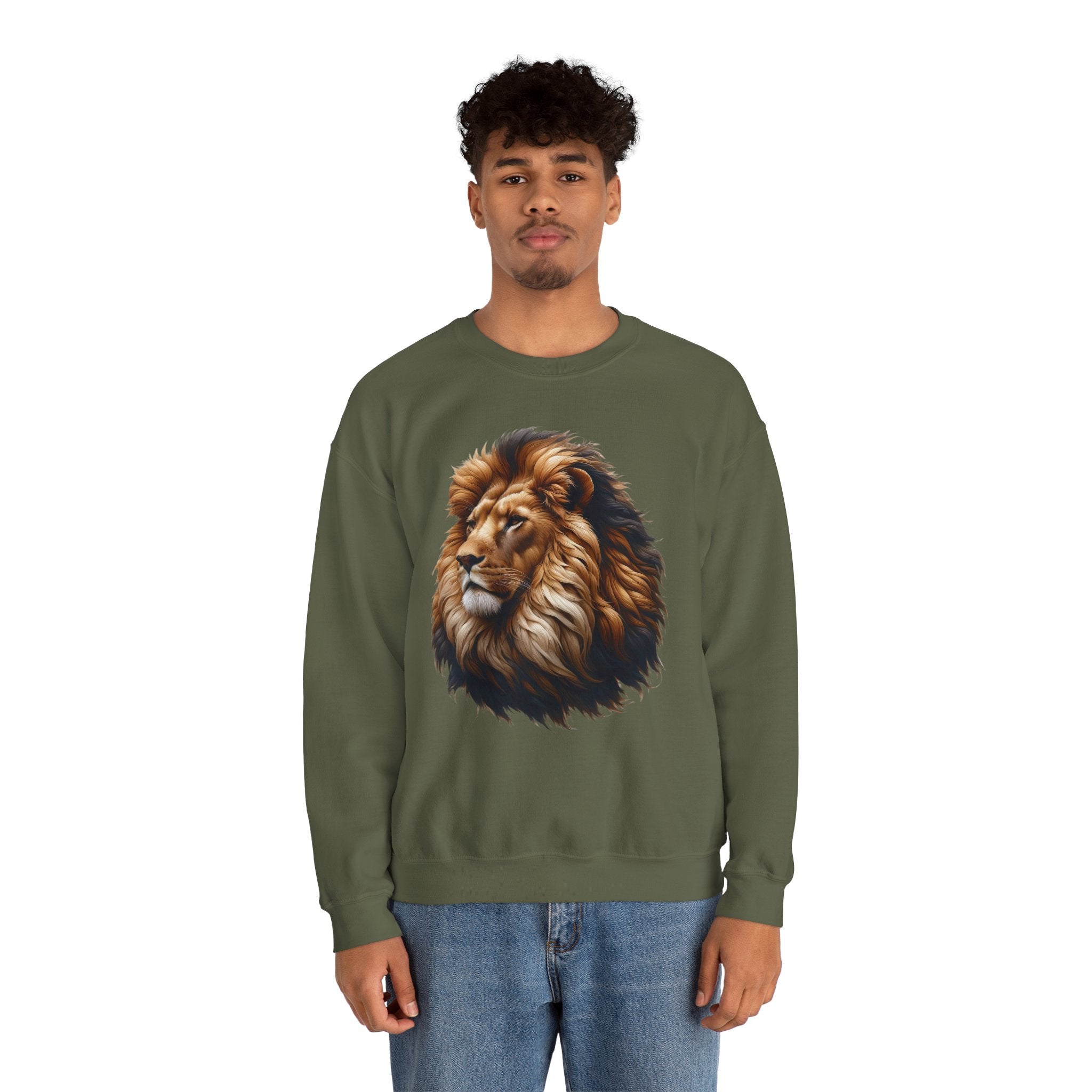 Lion Design Crewneck Sweatshirt - Relaxed Comfort for Animal Lovers