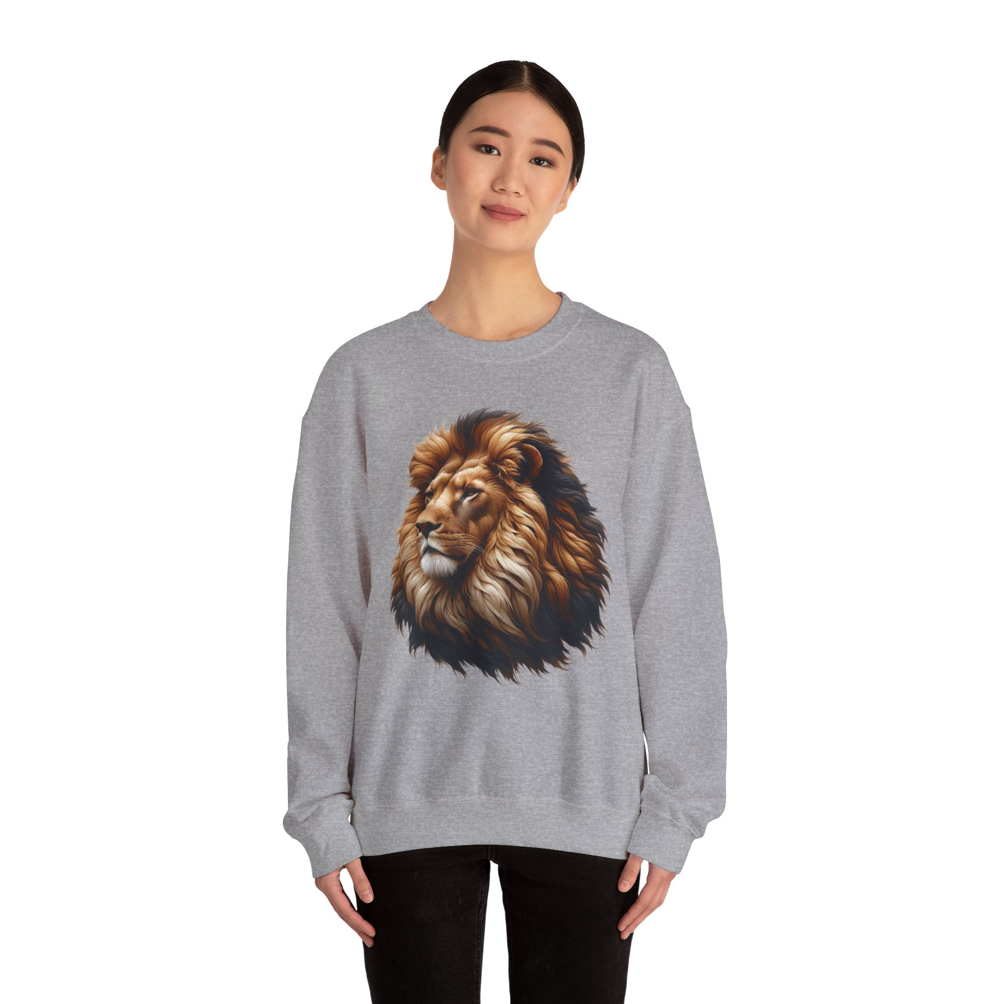 Lion Design Crewneck Sweatshirt - Relaxed Comfort for Animal Lovers