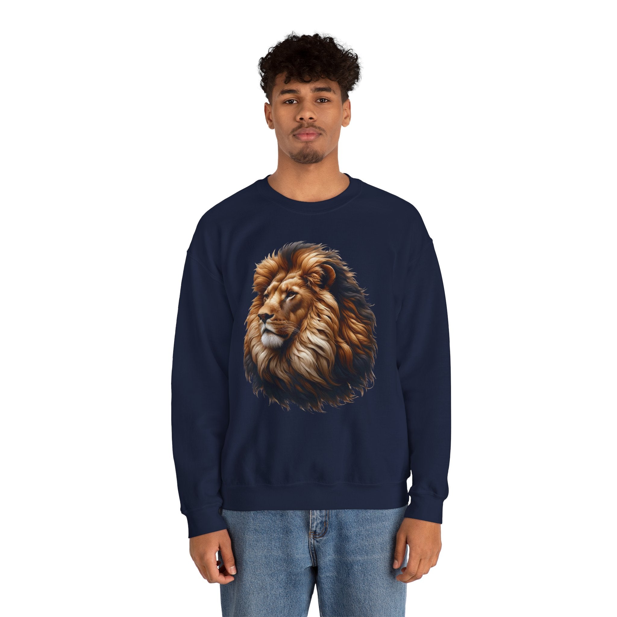Lion Design Crewneck Sweatshirt - Relaxed Comfort for Animal Lovers