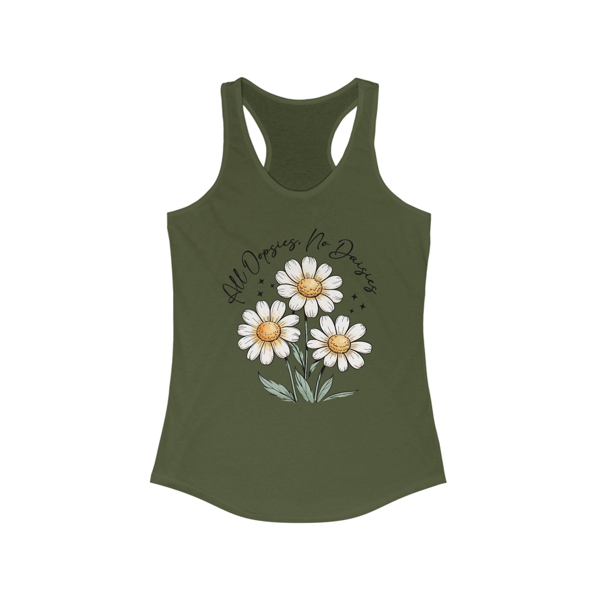 Women Floral Racerback Tank Top - All Dreams No Doubts