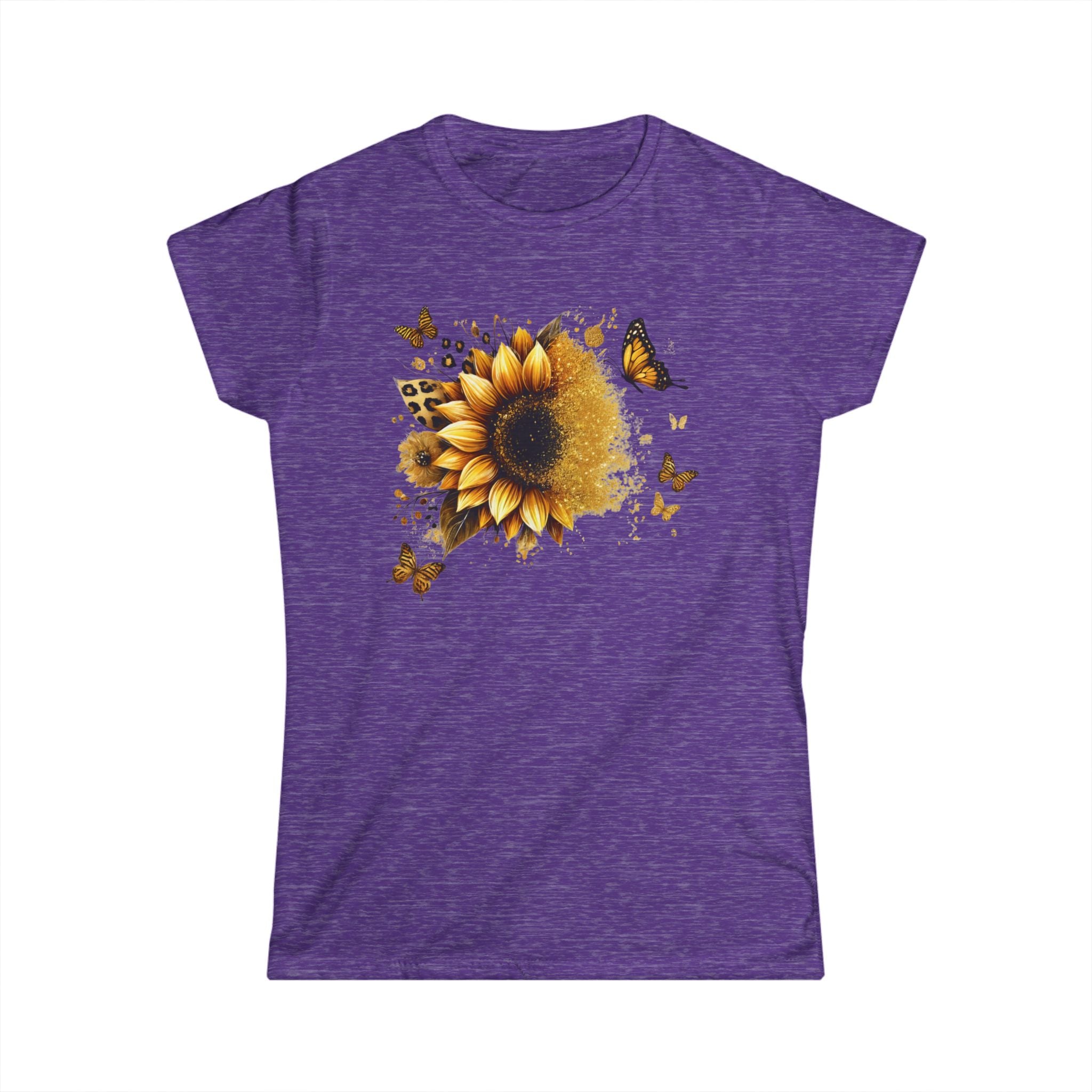 Sunflower & Butterflies Women's Tee — Floral Graphic Softstyle Shirt