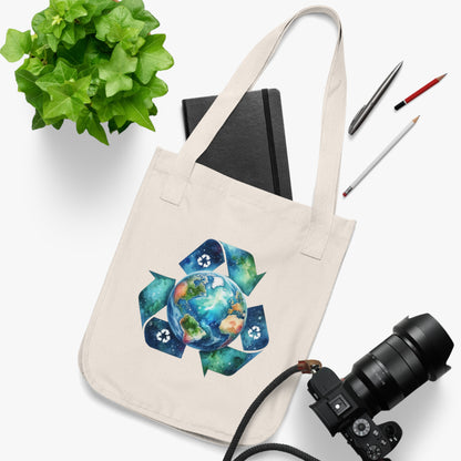 Eco-Friendly Organic Canvas Tote Bag - Recycle the Earth Design