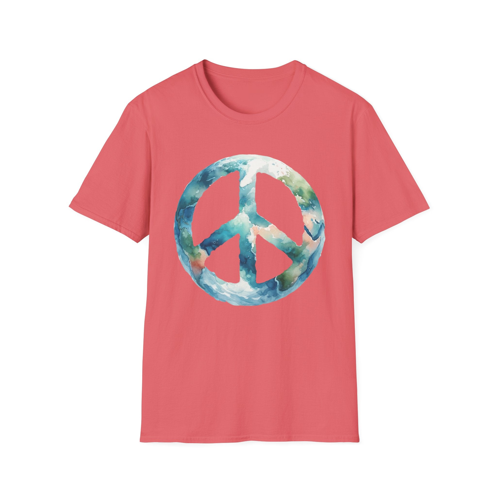 Earth Peace Sign Unisex T-Shirt - Watercolor Planet-Inspired