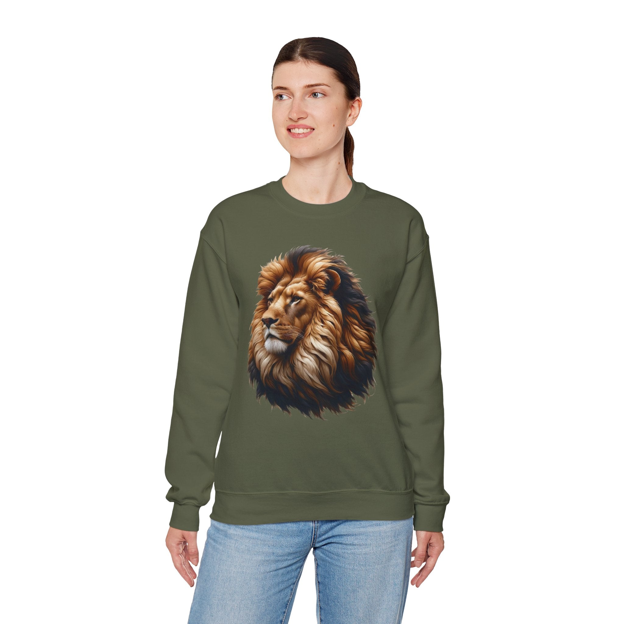 Lion Design Crewneck Sweatshirt - Relaxed Comfort for Animal Lovers