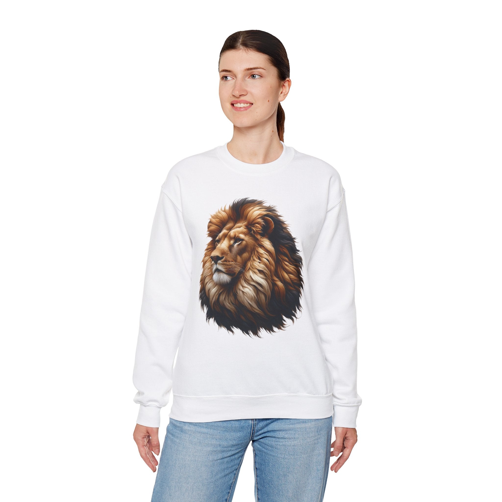 Lion Design Crewneck Sweatshirt - Relaxed Comfort for Animal Lovers