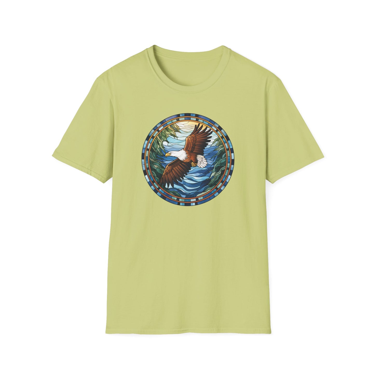 Eagle in Flight Unisex Softstyle T-Shirt - Nature-Inspired Graphic Tee for Outdoor Lovers