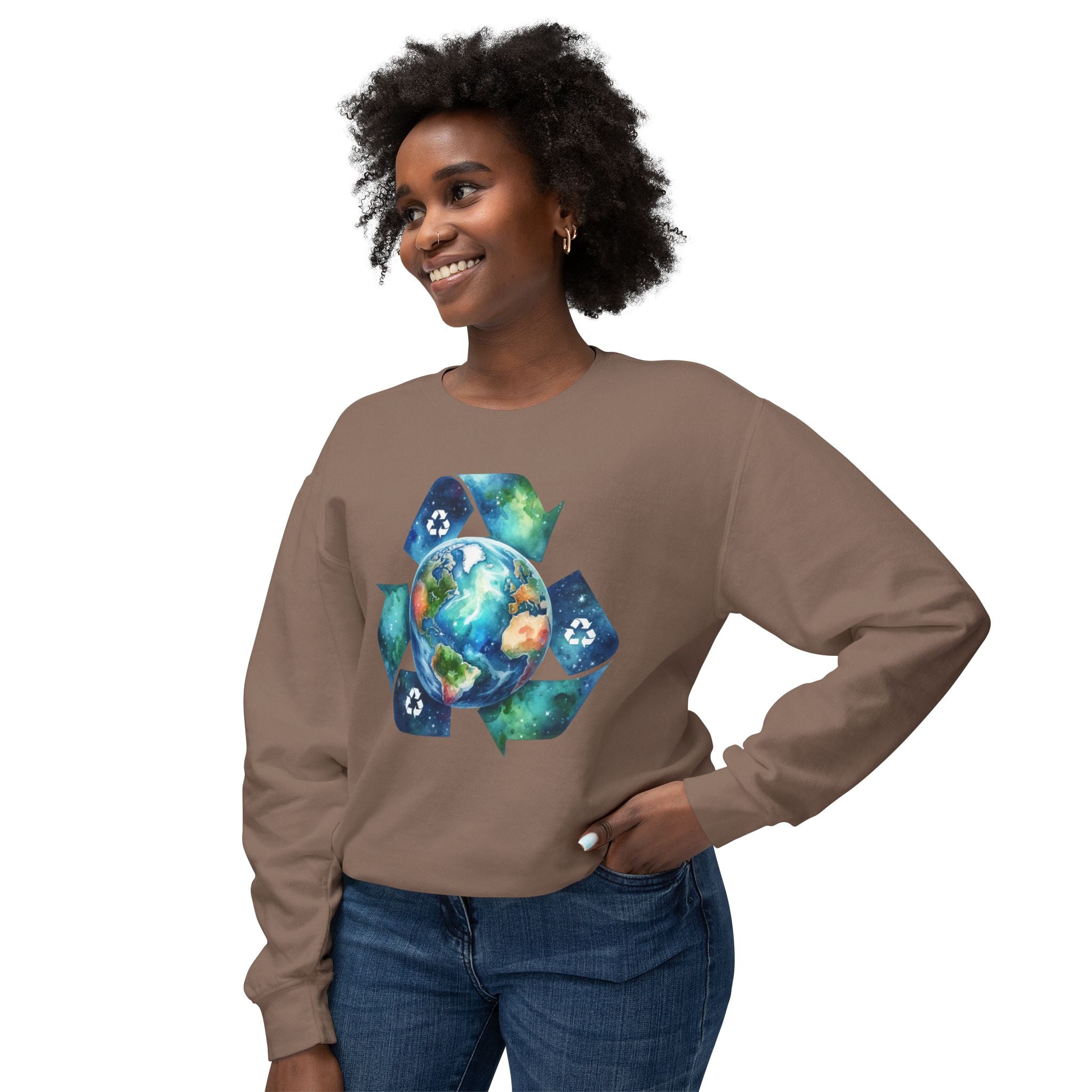 Eco-Friendly Earth Design Unisex Lightweight Crewneck Sweatshirt