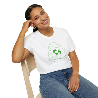 Eco-Friendly Unisex Softstyle T-Shirt with Earth & Leaf Design