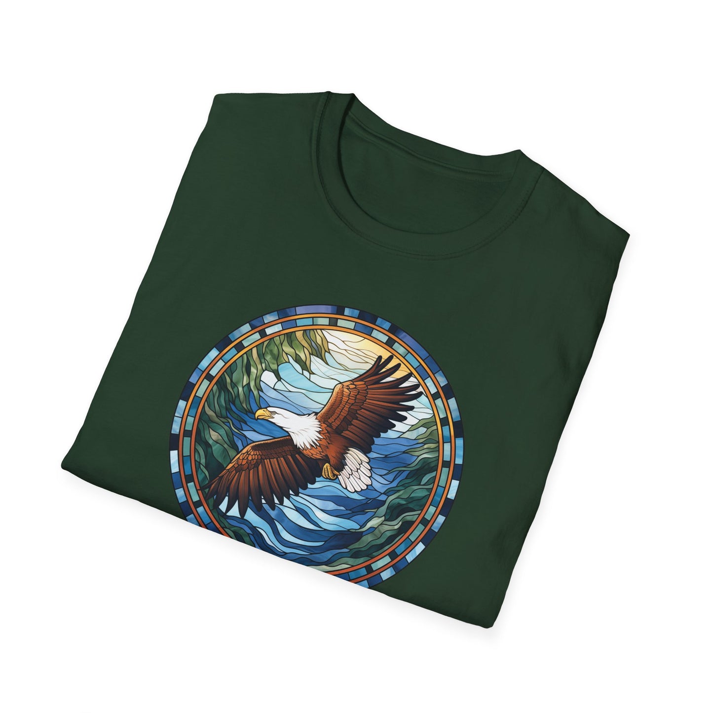 Eagle in Flight Unisex Softstyle T-Shirt - Nature-Inspired Graphic Tee for Outdoor Lovers