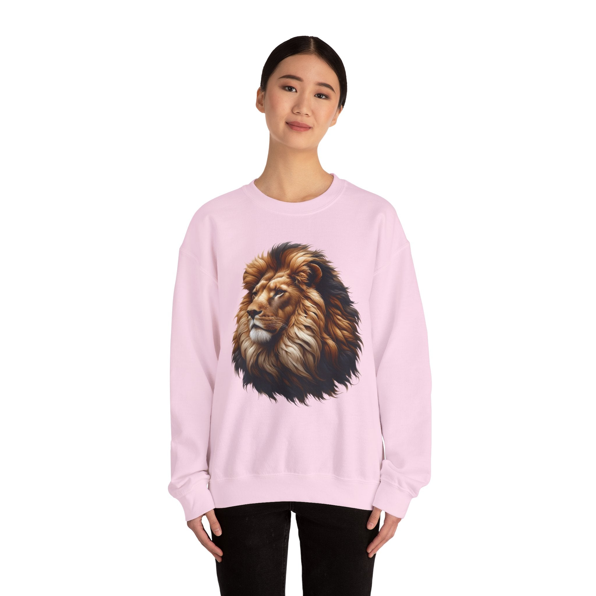 Lion Design Crewneck Sweatshirt - Relaxed Comfort for Animal Lovers