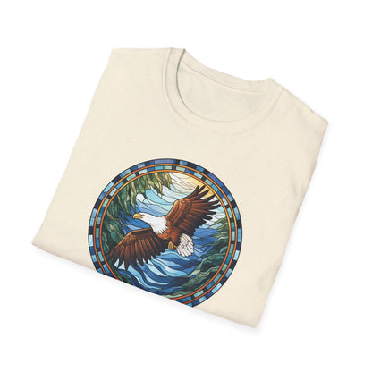 Eagle in Flight Unisex Softstyle T-Shirt - Nature-Inspired Graphic Tee for Outdoor Lovers