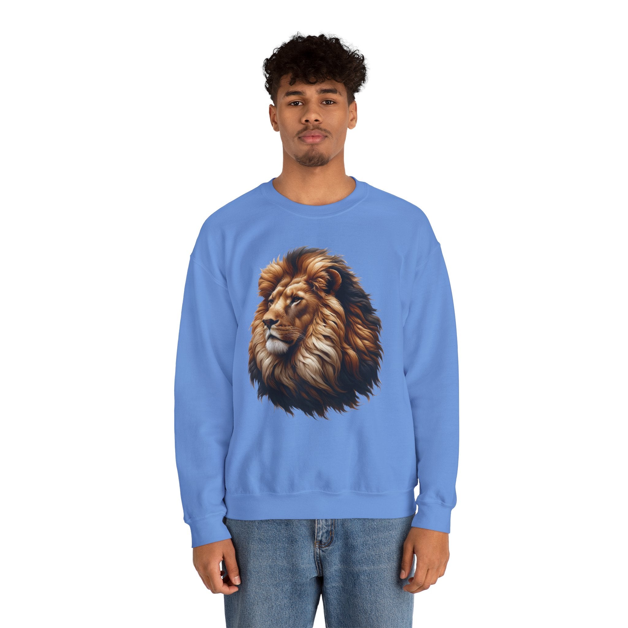 Lion Design Crewneck Sweatshirt - Relaxed Comfort for Animal Lovers