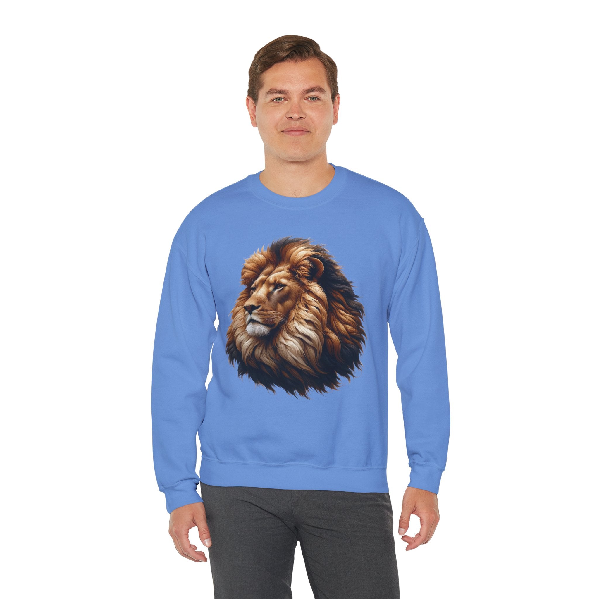 Lion Design Crewneck Sweatshirt - Relaxed Comfort for Animal Lovers