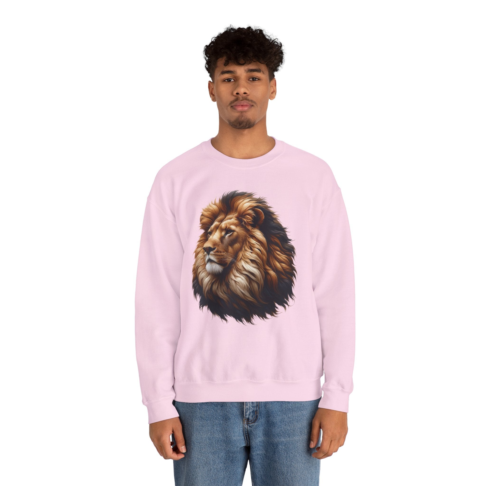 Lion Design Crewneck Sweatshirt - Relaxed Comfort for Animal Lovers