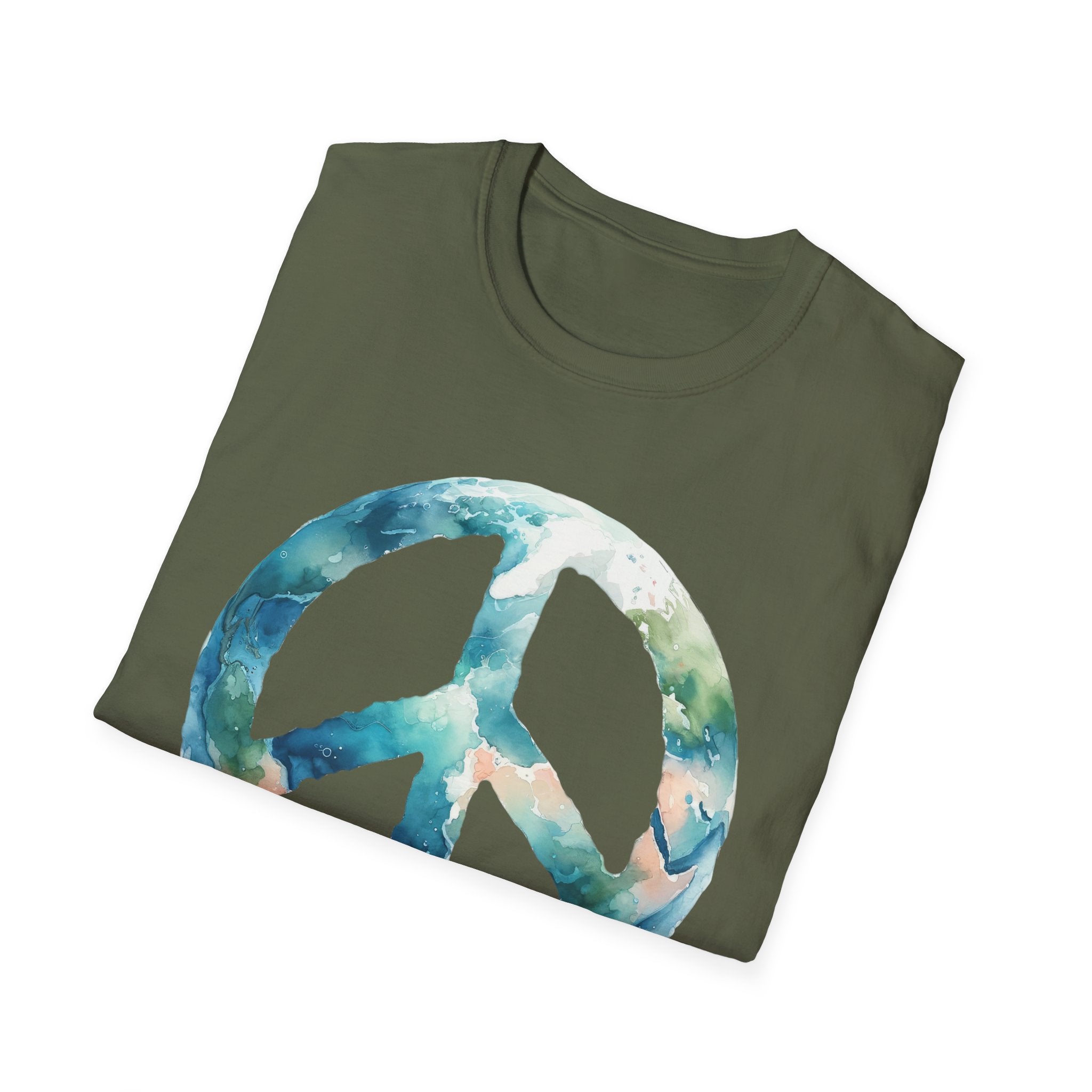 Earth Peace Sign Unisex T-Shirt - Watercolor Planet-Inspired