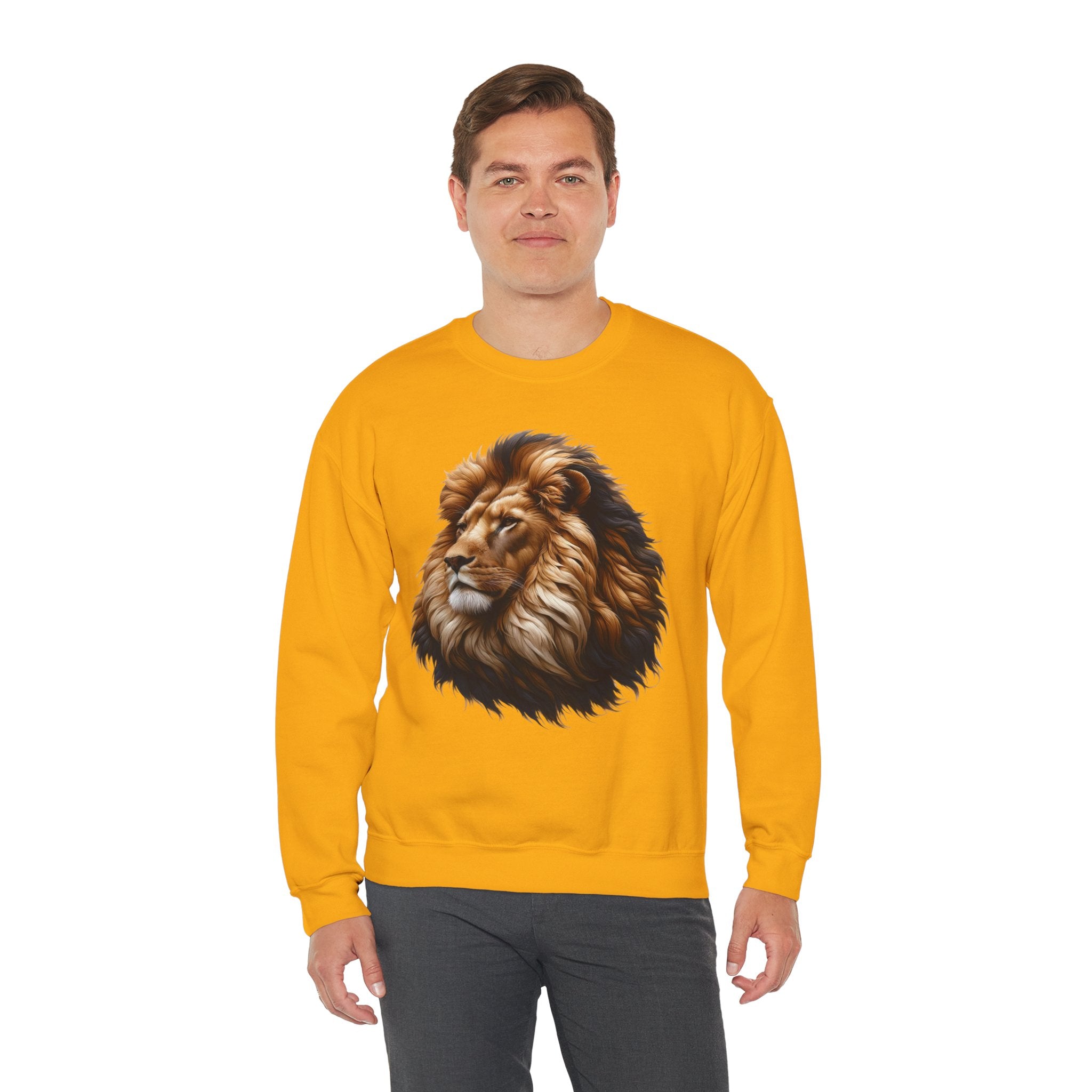 Lion Design Crewneck Sweatshirt - Relaxed Comfort for Animal Lovers