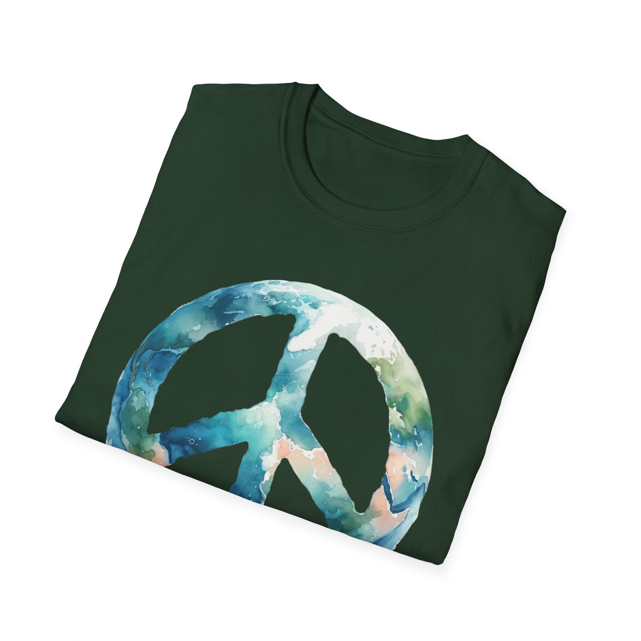 Earth Peace Sign Unisex T-Shirt - Watercolor Planet-Inspired
