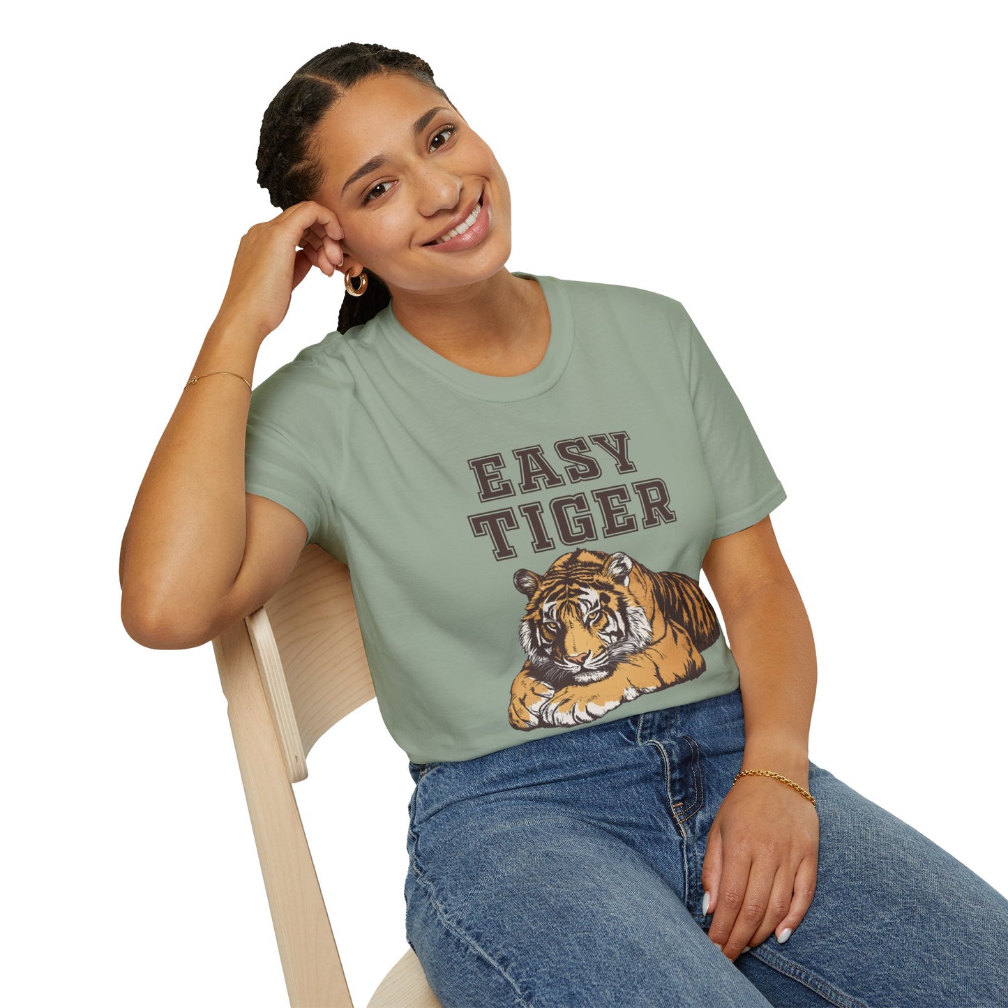 Easy Tiger Unisex Softstyle T-Shirt - Relaxed Graphic Tee for Animal Lovers