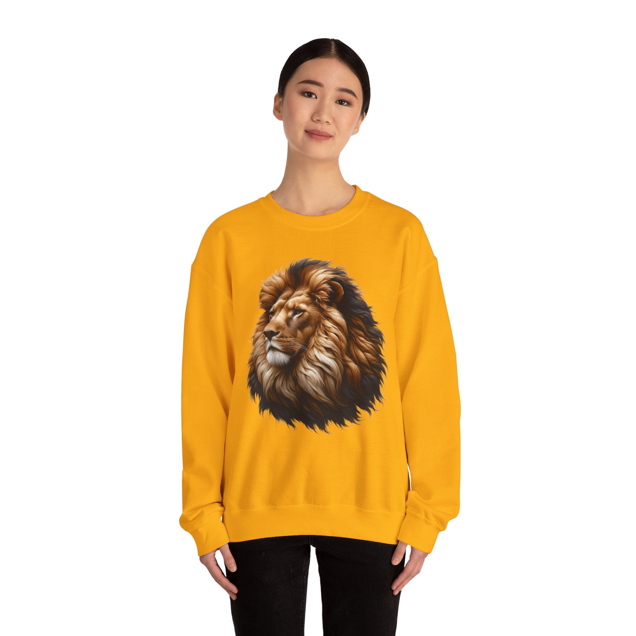 Lion Design Crewneck Sweatshirt - Relaxed Comfort for Animal Lovers