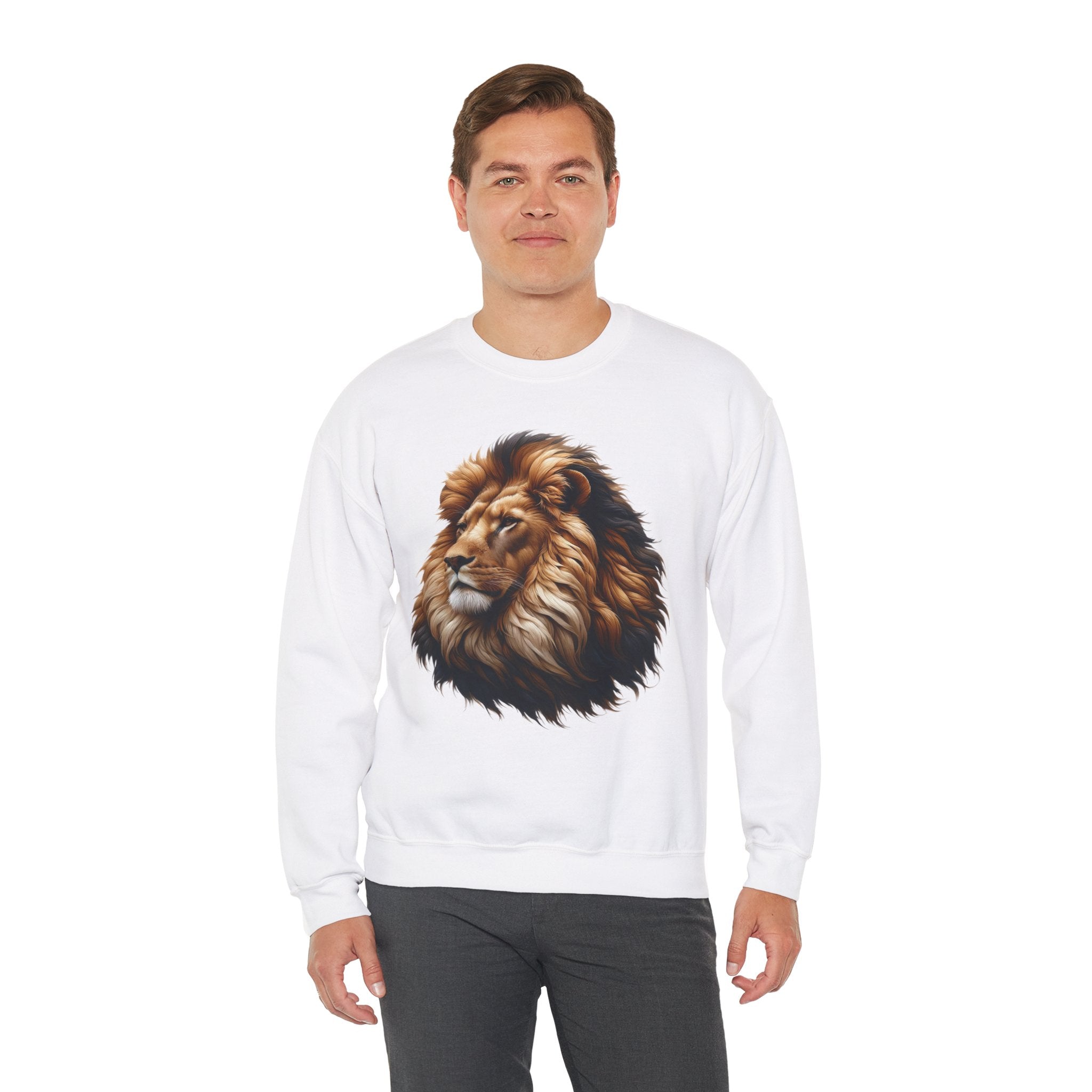 Lion Design Crewneck Sweatshirt - Relaxed Comfort for Animal Lovers