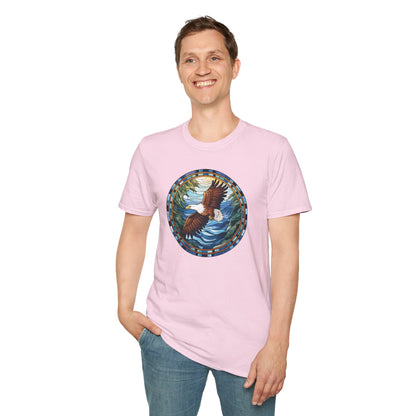 Eagle in Flight Unisex Softstyle T-Shirt - Nature-Inspired Graphic Tee for Outdoor Lovers