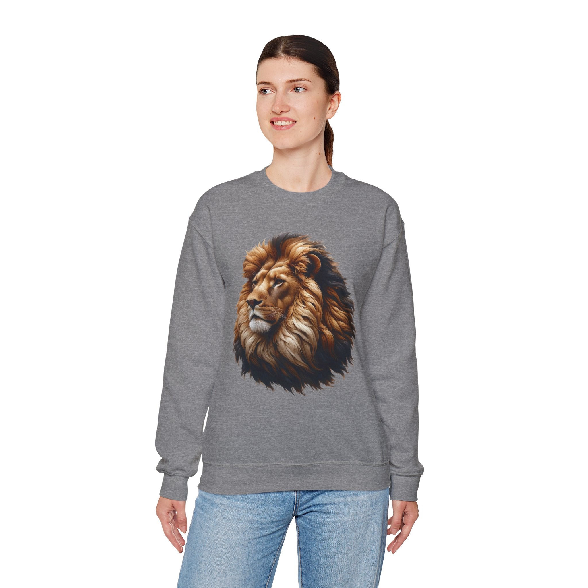 Lion Design Crewneck Sweatshirt - Relaxed Comfort for Animal Lovers