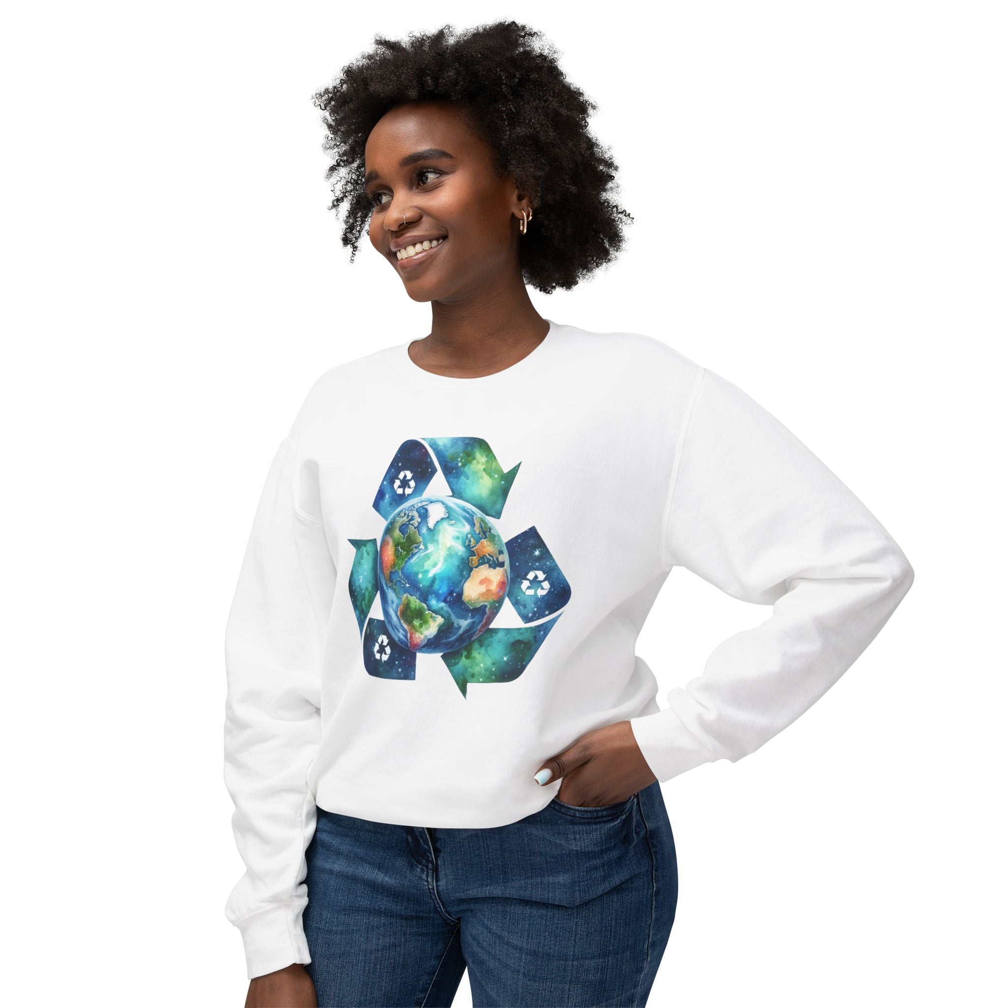 Eco-Friendly Earth Design Unisex Lightweight Crewneck Sweatshirt