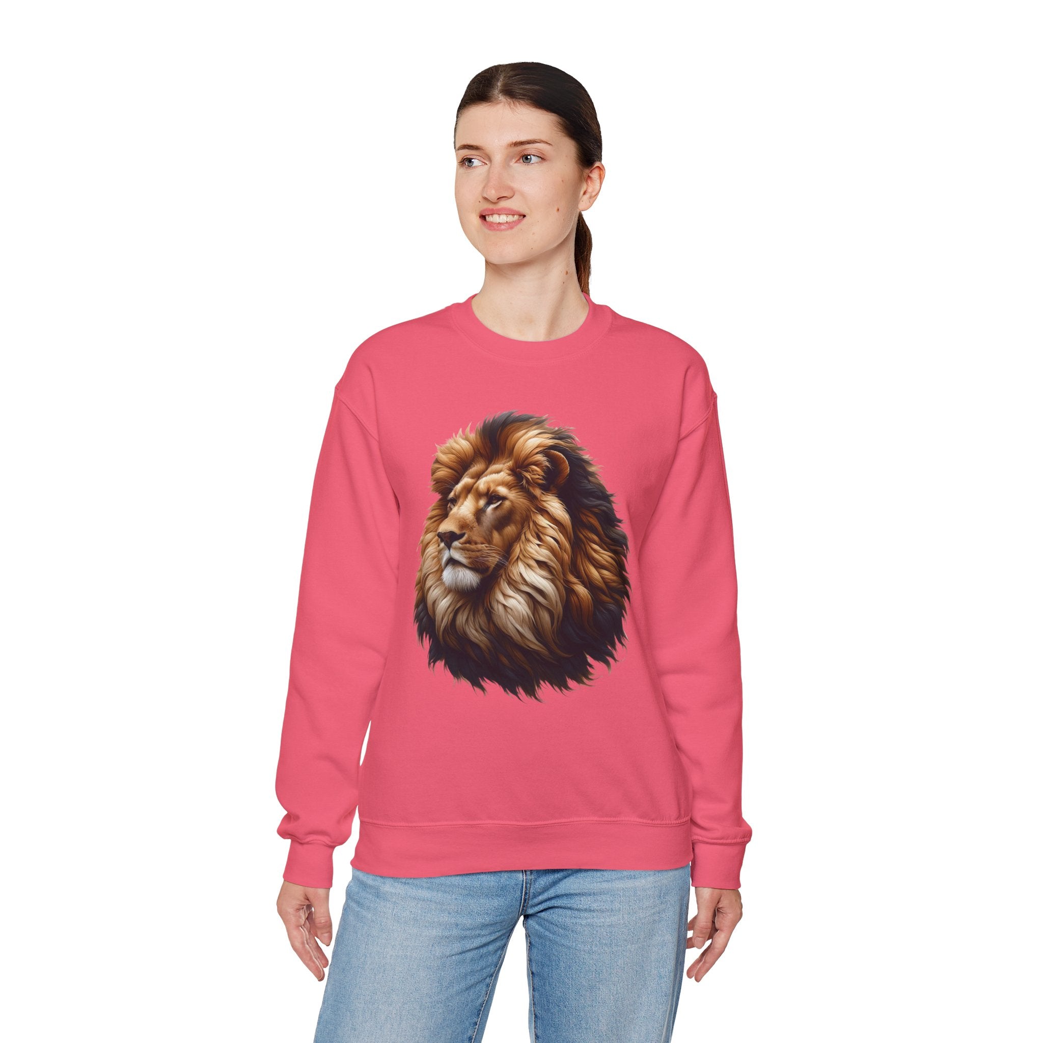 Lion Design Crewneck Sweatshirt - Relaxed Comfort for Animal Lovers