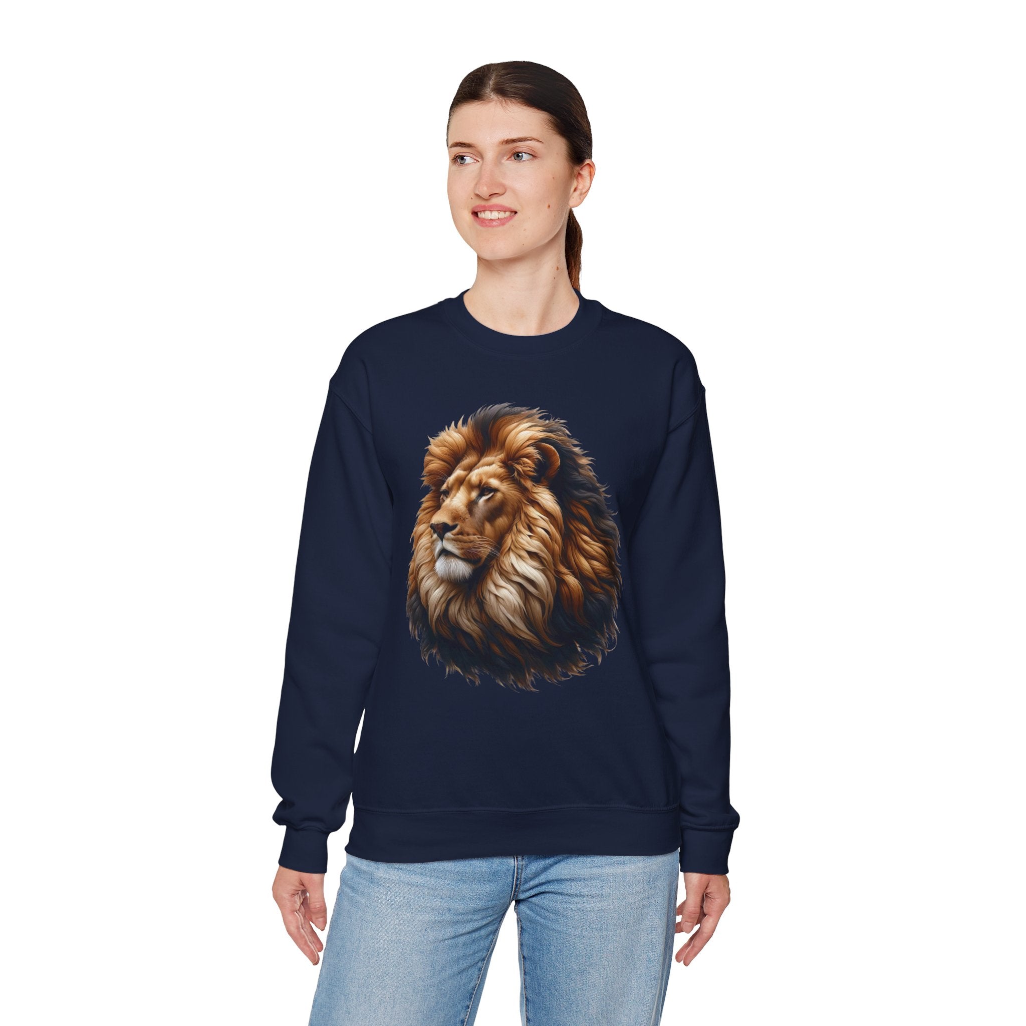 Lion Design Crewneck Sweatshirt - Relaxed Comfort for Animal Lovers