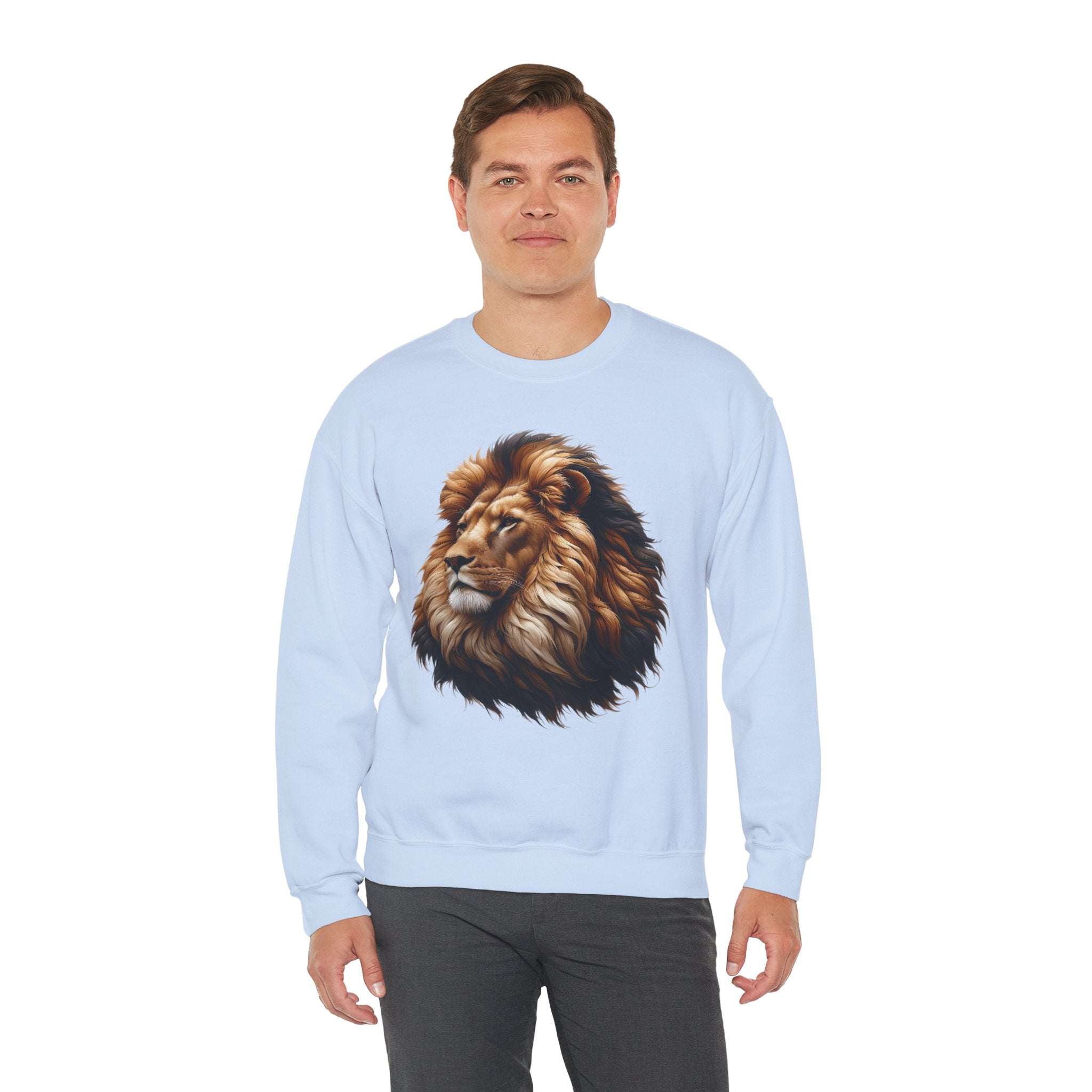 Lion Design Crewneck Sweatshirt - Relaxed Comfort for Animal Lovers