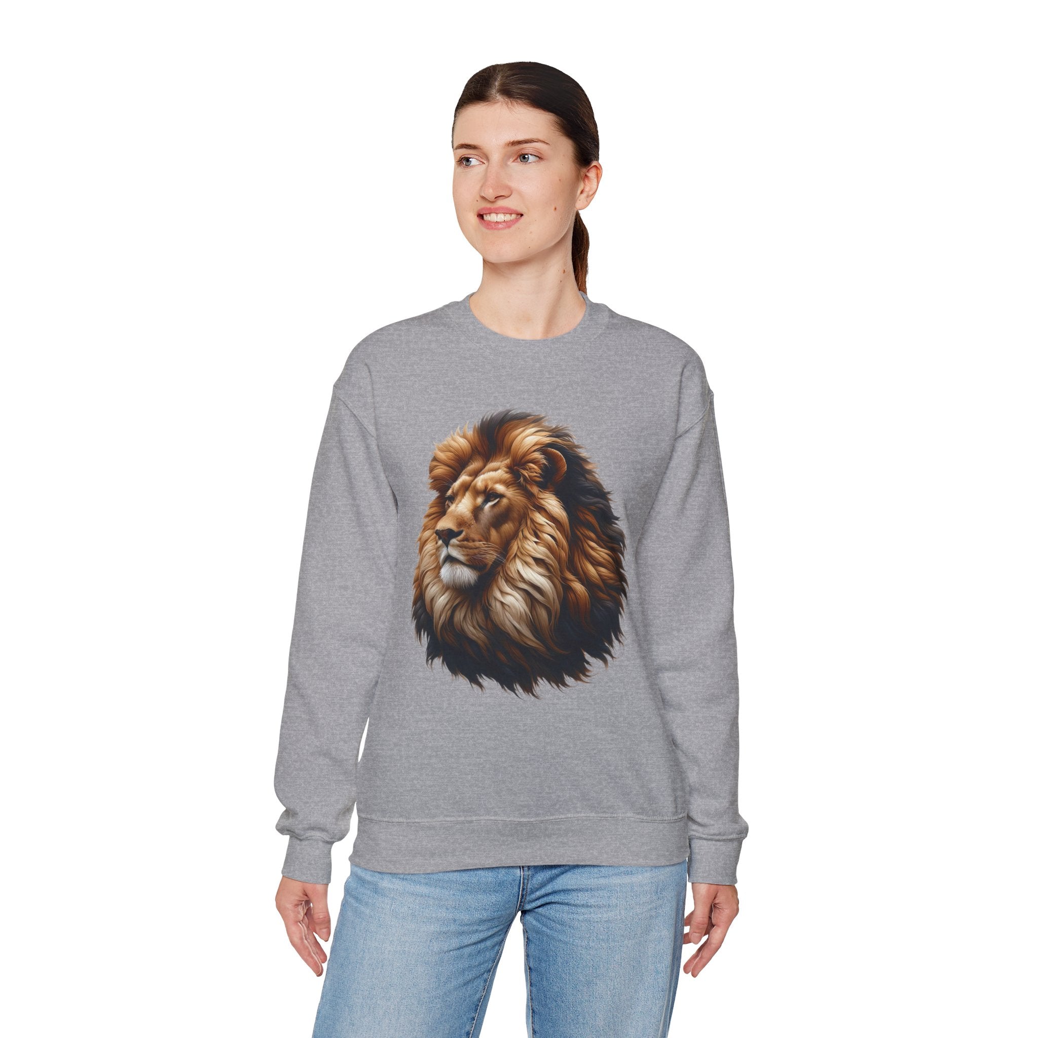 Lion Design Crewneck Sweatshirt - Relaxed Comfort for Animal Lovers