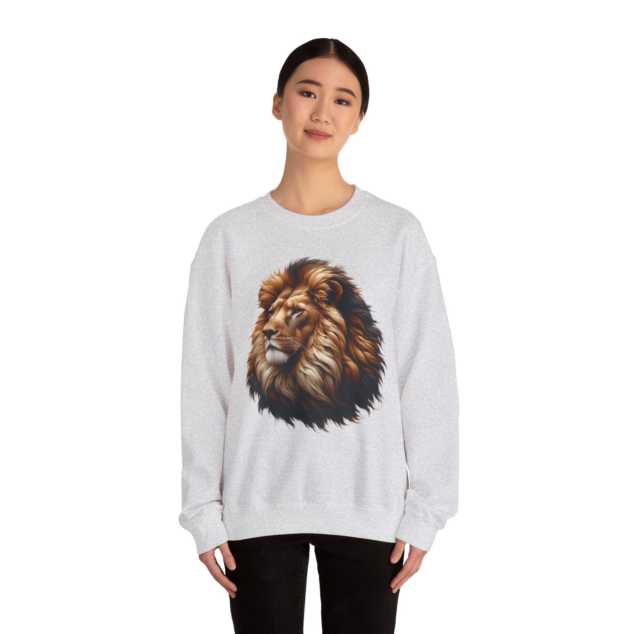 Lion Design Crewneck Sweatshirt - Relaxed Comfort for Animal Lovers