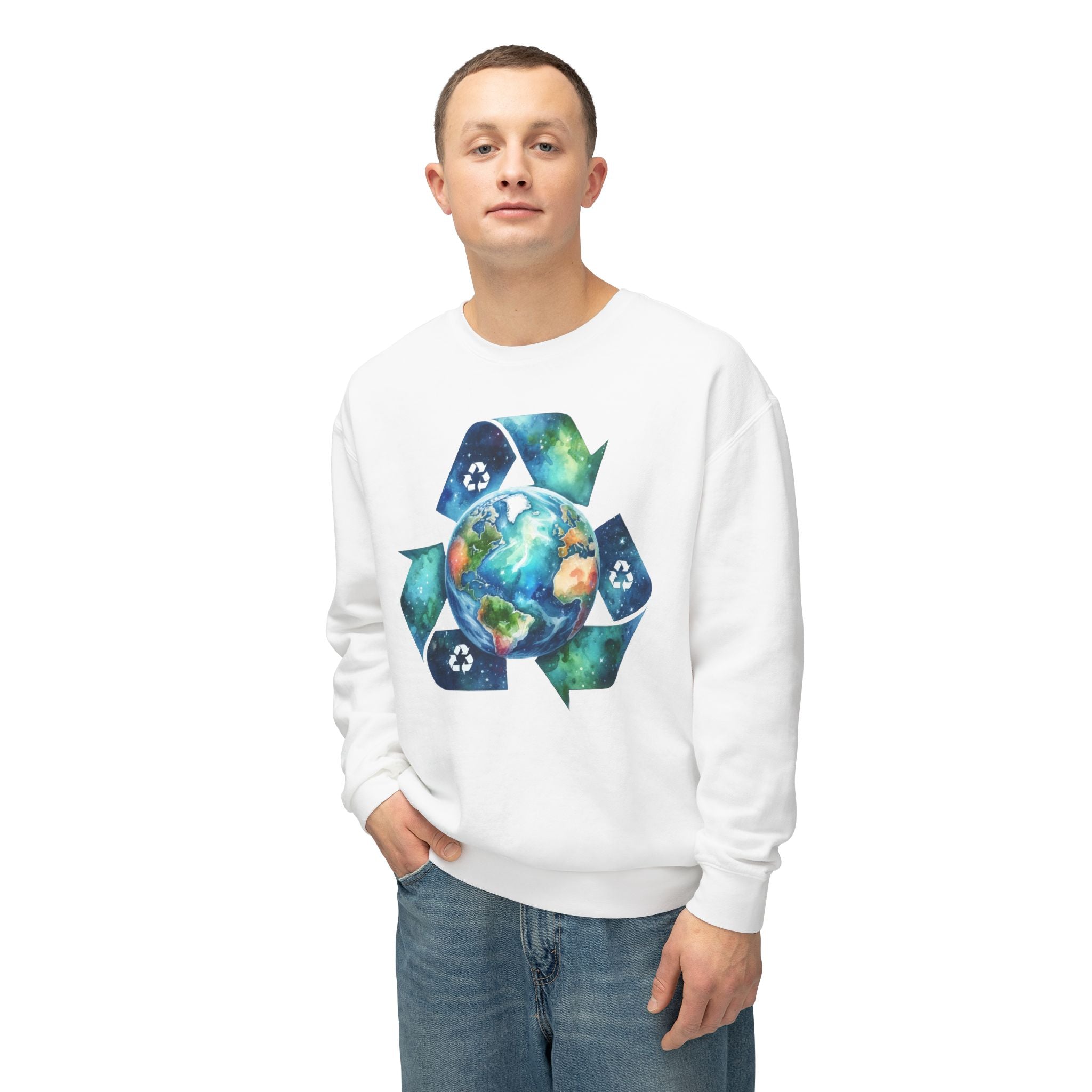 Eco-Friendly Earth Design Unisex Lightweight Crewneck Sweatshirt