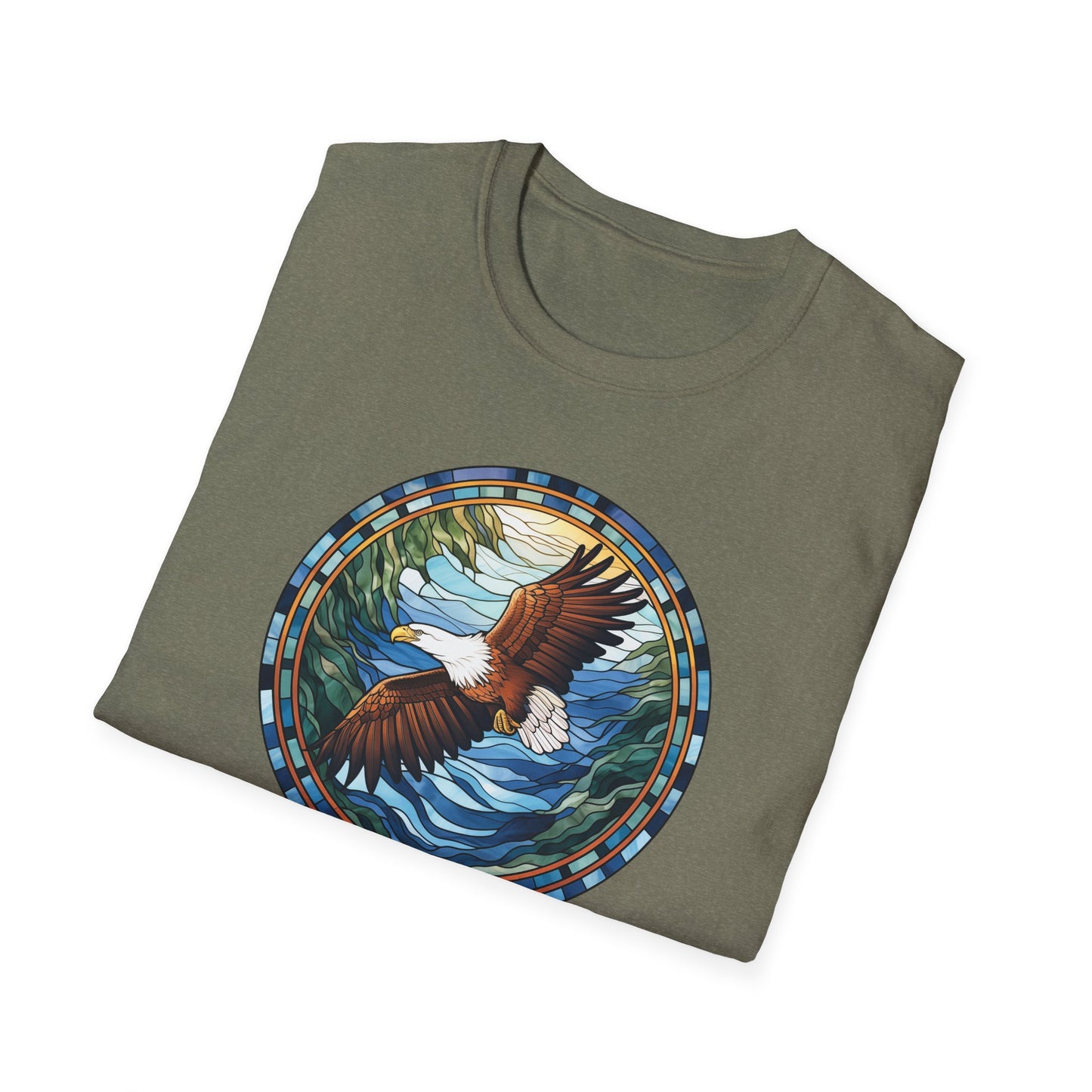 Eagle in Flight Unisex Softstyle T-Shirt - Nature-Inspired Graphic Tee for Outdoor Lovers