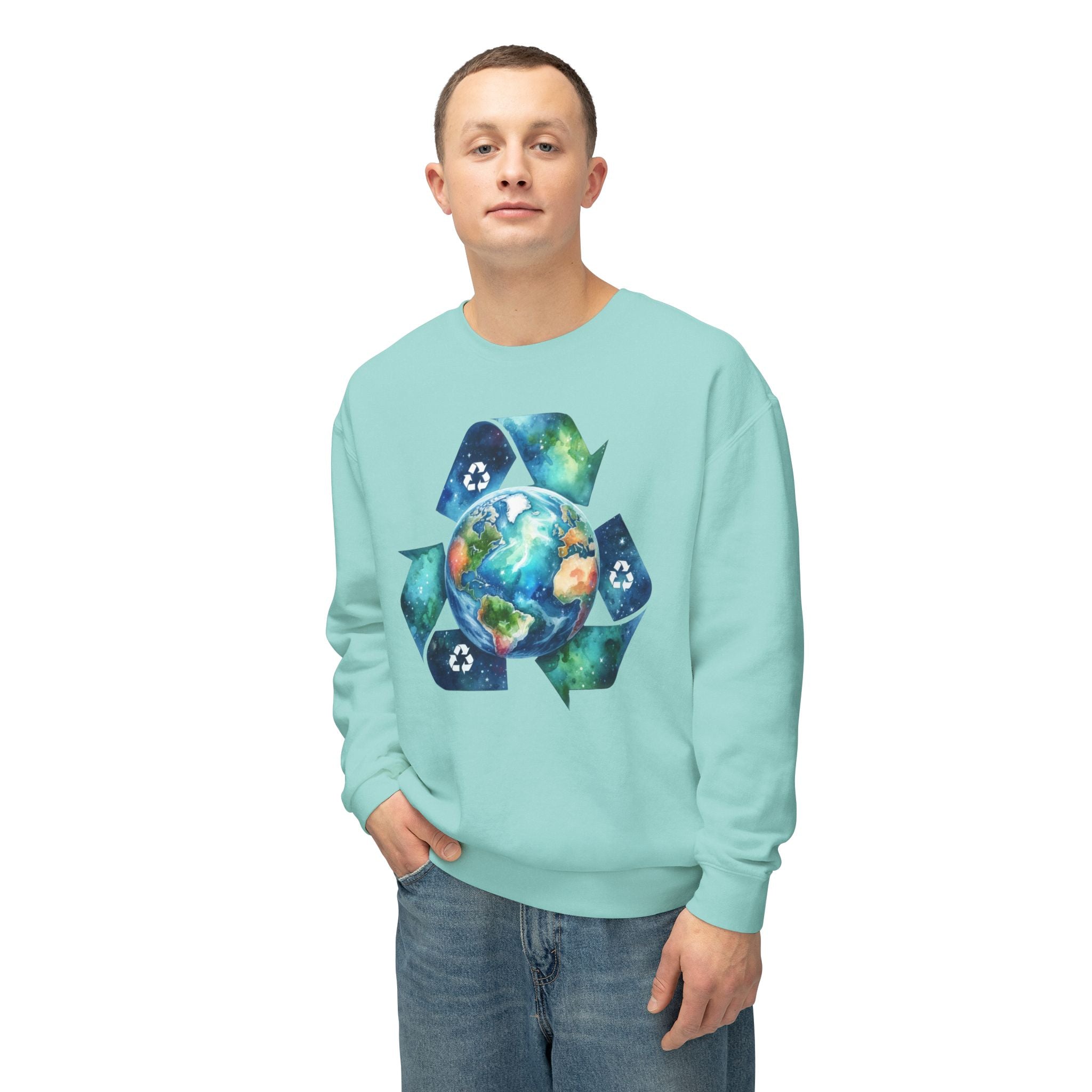 Eco-Friendly Earth Design Unisex Lightweight Crewneck Sweatshirt