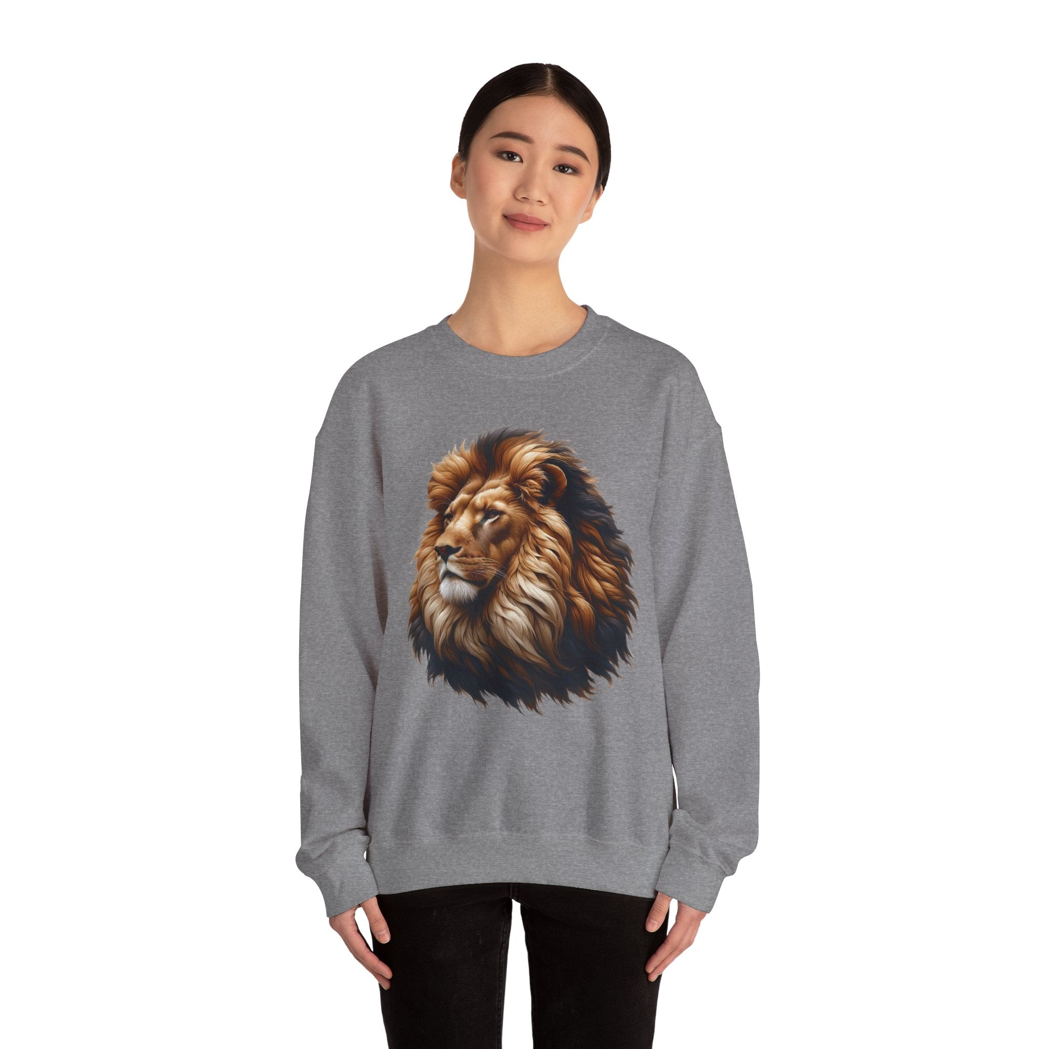 Lion Design Crewneck Sweatshirt - Relaxed Comfort for Animal Lovers