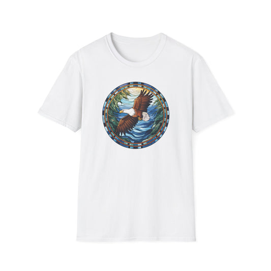 Eagle in Flight Unisex Softstyle T-Shirt - Nature-Inspired Graphic Tee for Outdoor Lovers