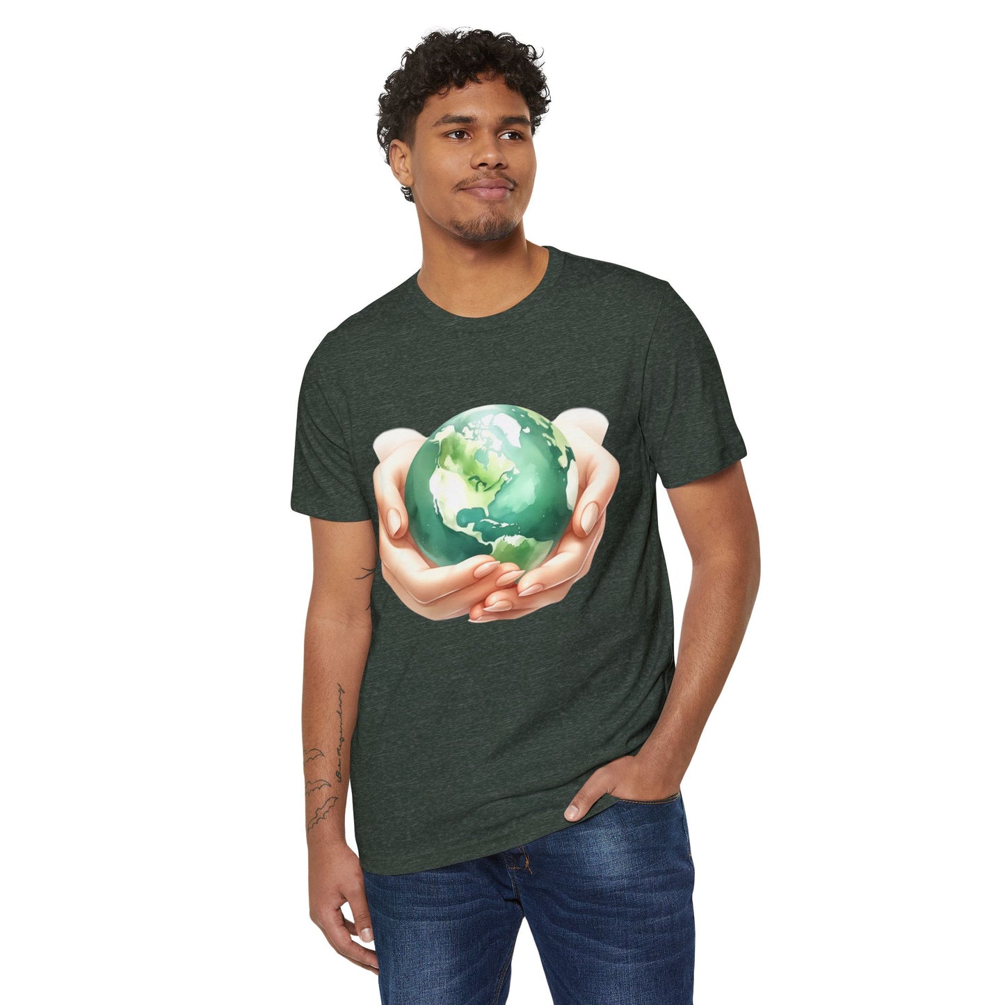 Eco Hands Holding Earth | Organic Earth Day T-Shirt