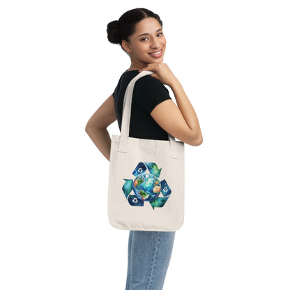 Eco-Friendly Organic Canvas Tote Bag - Recycle the Earth Design